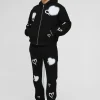 boohooMAN Oversized Boxy All Over Heart Printed Zip Through Hooded Tracksuit | Tracksuits