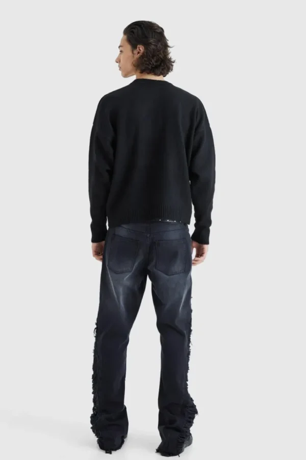 boohooMAN Oversized Boxy Badge Detail Brushed Jumper | Knitwear | Going Out Knitwear