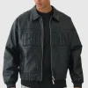 boohooMAN Oversized Boxy Badge PU Bomber Jacket | Man | Coats & Jackets