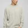 boohooMAN Oversized Boxy Basket Knitted Crew Jumper | Knitwear | Going Out Knitwear