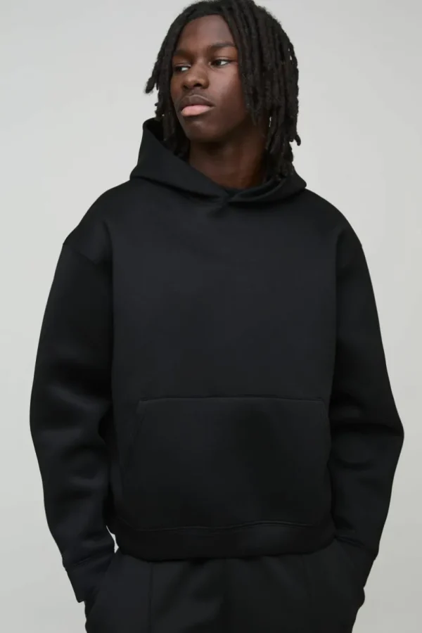 boohooMAN Oversized Boxy Bonded Scuba Hoodie | Hoodies & Sweats | T-Shirts