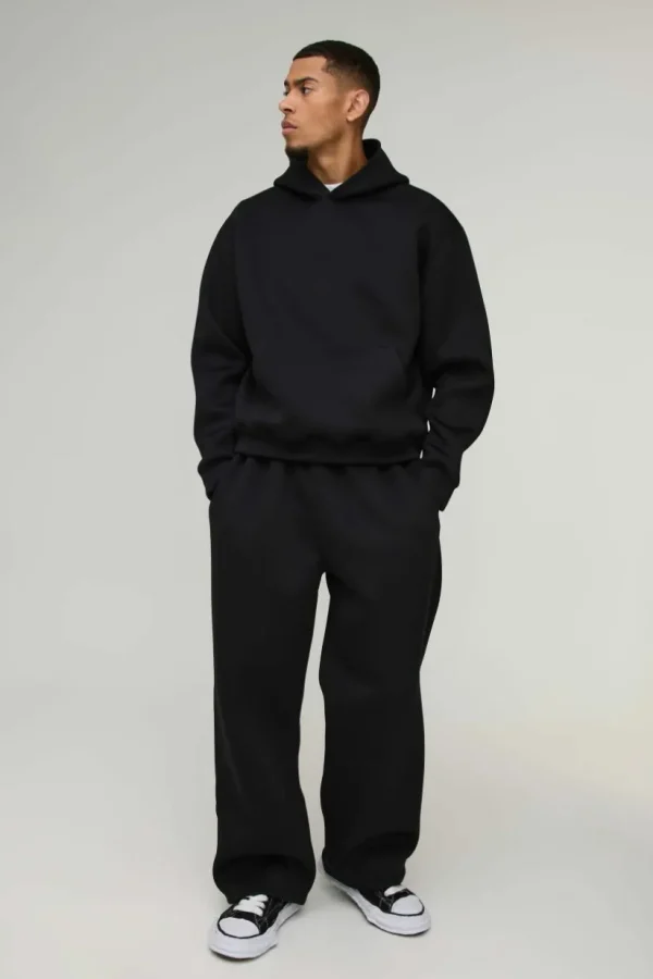 boohooMAN Oversized Boxy Bonded Scuba Hooded Tracksuit | Tracksuits