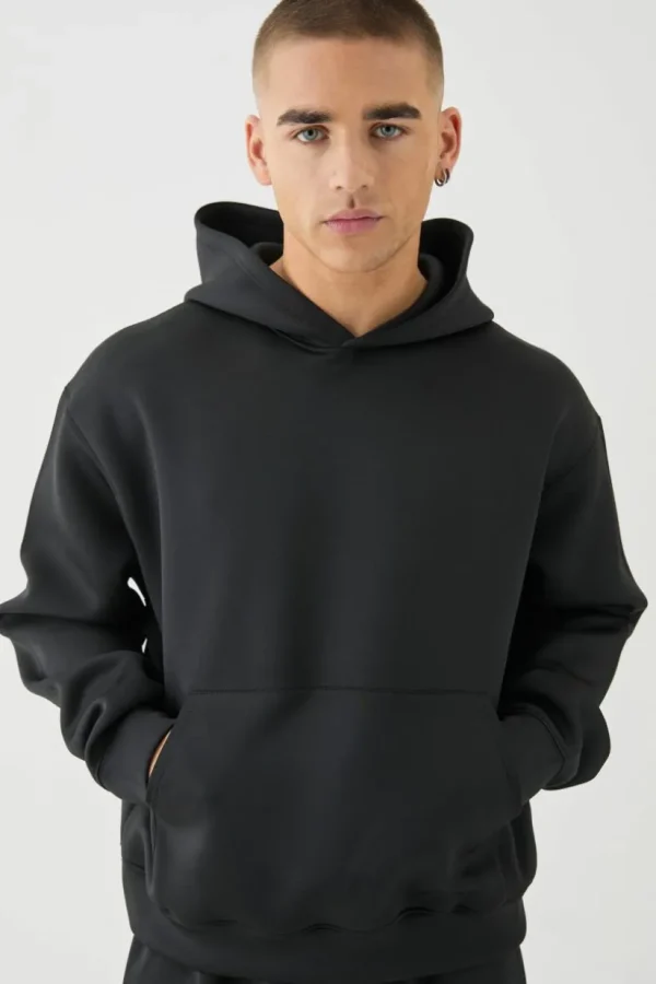 boohooMAN Oversized Boxy Bonded Scuba Hooded Tracksuit | Tracksuits