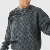 boohooMAN Oversized Boxy Brushed Face All Over Jacquard Jumper | Knitwear | Going Out Knitwear