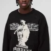 boohooMAN Oversized Boxy Brushed Gothic Graphic Knitted Jumper | Going Out | Knitwear