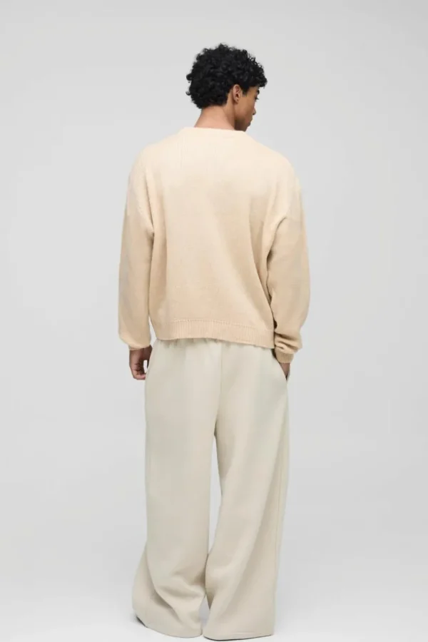 boohooMAN Oversized Boxy Brushed Knitted Jumper | Knitwear | Going Out Knitwear