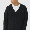 boohooMAN Oversized Boxy Cable Knit Cardigan | Knitwear | Going Out Knitwear