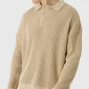 boohooMAN Oversized Boxy Chunky Knit Polo Jumper | Knitwear | Going Out Knitwear