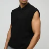 boohooMAN Oversized Boxy Collared Knitted Vest | Knitwear | Going Out Knitwear