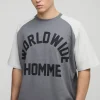 boohooMAN Oversized Boxy Colour Block Worldwide Raglan T-shirt | T-Shirts