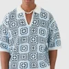 boohooMAN Oversized Boxy Crochet Knitted Polo | Going Out Polo Shirts