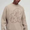 boohooMAN Oversized Boxy Dice Graphic Brushed Knitted Jumper | Knitwear | Going Out Knitwear