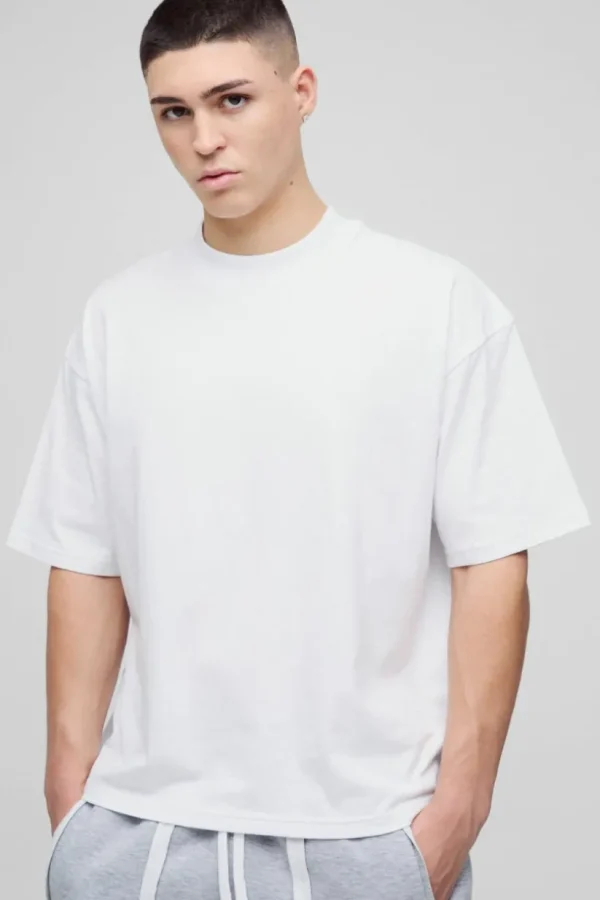 boohooMAN Oversized Boxy Extended Neck T-shirt | Basics - Elevated | T-Shirts