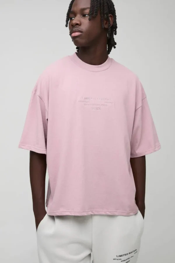 boohooMAN Oversized Boxy Extended Neck Peached Heavyweight T-shirt | Basics - Elevated