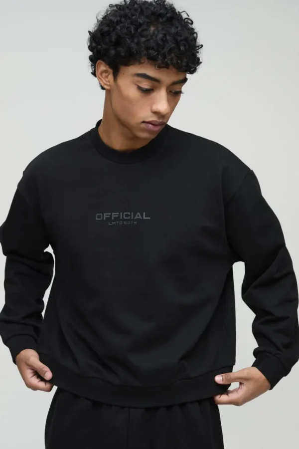 boohooMAN Oversized Boxy Extended Neck Heavyweight Sweatshirt | Hoodies & Sweats | T-Shirts