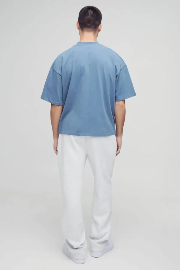 boohooMAN Oversized Boxy Extended Neck Peached Heavyweight T-shirt | Basics - Elevated