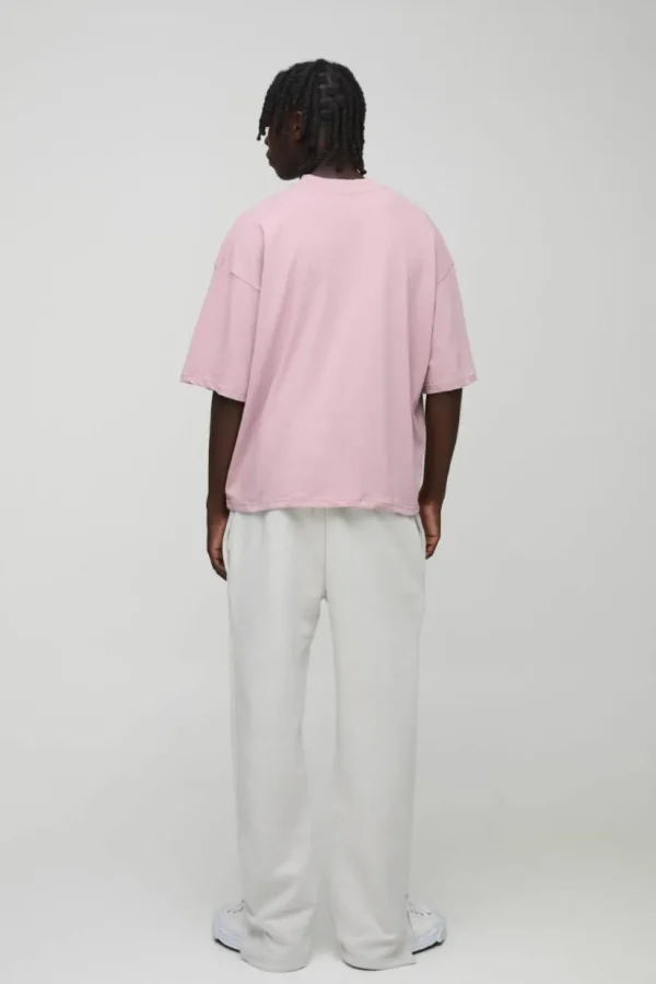 boohooMAN Oversized Boxy Extended Neck Peached Heavyweight T-shirt | Basics - Elevated