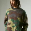 boohooMAN Oversized Boxy Eyelash Knit Camo Jumper | Knitwear | Going Out Knitwear