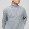 boohooMAN Oversized Boxy Fishman Ribbed Roll Neck Knitted Jumper | Man | Knitwear