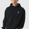 boohooMAN Oversized Boxy Gothic Cross Embroidery Hoodie | Hoodies & Sweats