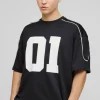 boohooMAN Oversized Boxy Half Sleeve Varsity T-Shirt | T-Shirts