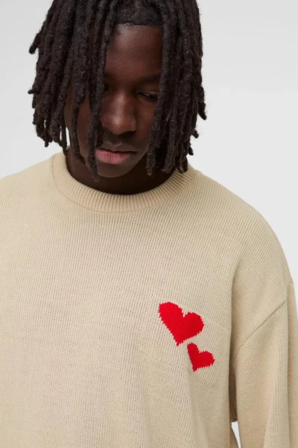 boohooMAN Oversized Boxy Heart Embroidered Knitted Jumper | Knitwear | Going Out Knitwear