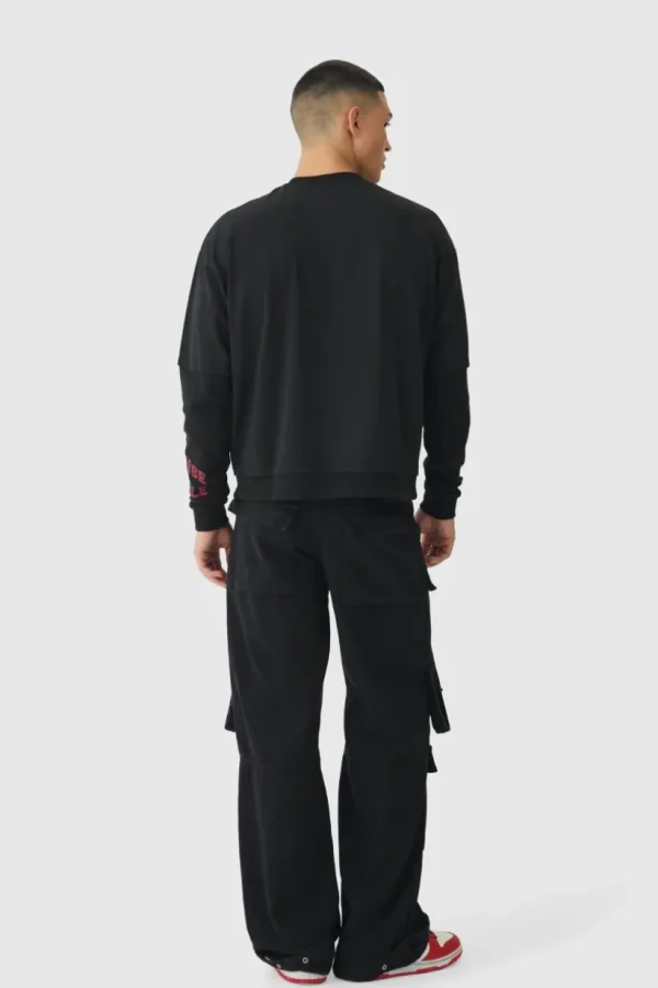 boohooMAN Oversized Boxy Heavy Waffle Faux Layer T-shirt | Tracksuits