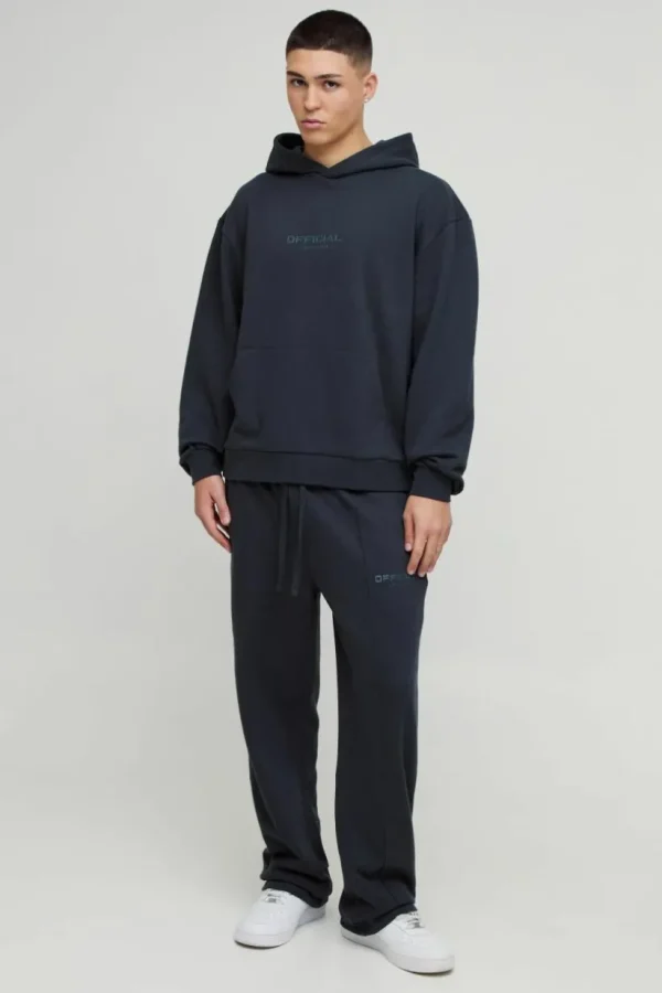 boohooMAN Oversized Boxy Heavyweight Hoodie Tracksuit | Tracksuits