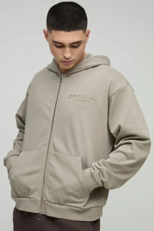 boohooMAN Oversized Boxy Heavyweight Zip Through Hoodie | Hoodies & Sweats