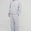 boohooMAN Oversized Boxy Homme Flock Print Raglan Hooded Tracksuit | Tracksuits