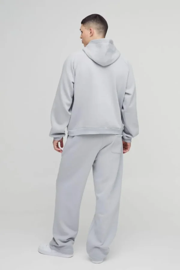 boohooMAN Oversized Boxy Homme Flock Print Raglan Hooded Tracksuit | Tracksuits