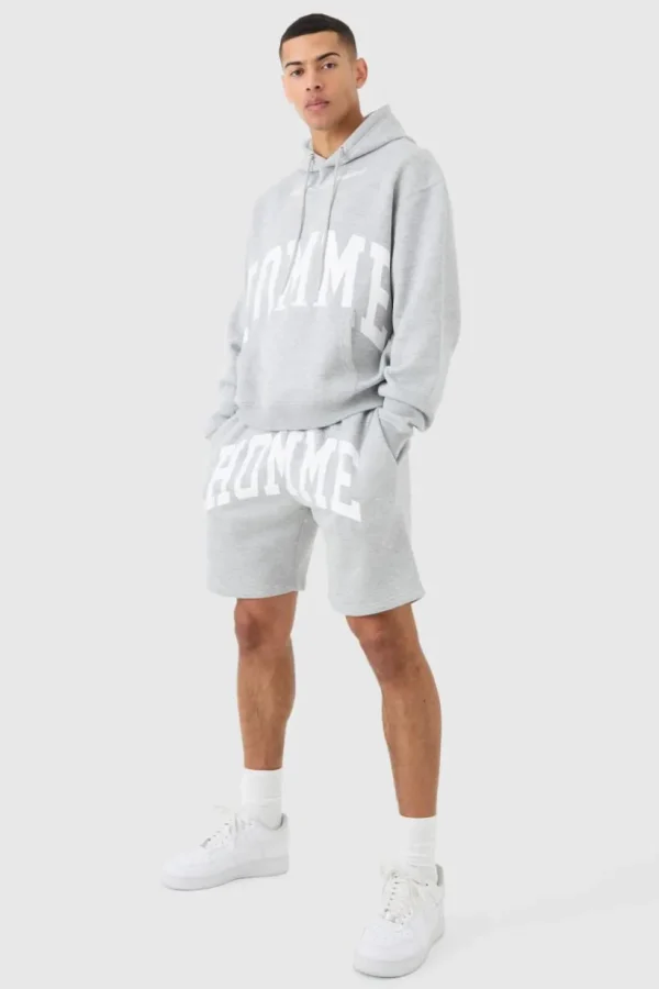 boohooMAN Oversized Boxy Homme Hooded Short Tracksuit | Tracksuits