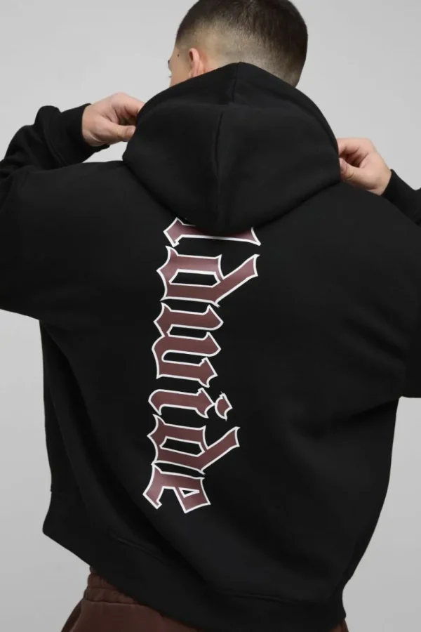 boohooMAN Oversized Boxy Large Scale Worldwide Hoodie | Hoodies & Sweats