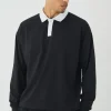 boohooMAN Oversized Boxy Long Sleeve Contrast Polo | Going Out Polo Shirts