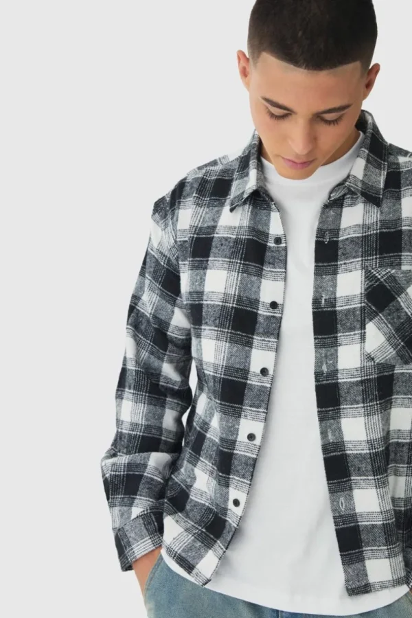 boohooMAN Oversized Boxy Long Sleeve Check Shirt | Shirts | Going Out Shirts