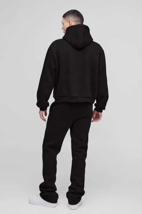 boohooMAN Oversized Boxy Man Print Flare Stacked Hooded Tracksuit | Man | Tracksuits