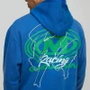 boohooMAN Oversized Boxy Man Racing Graphic Washed Hoodie | Man | Hoodies & Sweats