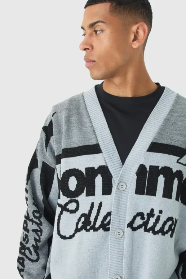 boohooMAN Oversized Boxy Moto knitted Cardigan | Knitwear | Going Out Knitwear