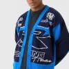 boohooMAN Oversized Boxy Moto Racing Knitted Cardigan | Knitwear | Going Out Knitwear