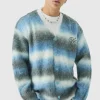 boohooMAN Oversized Boxy OFCL Brushed Ombre Stripe Knitted Embroidered Cardigan | Knitwear | Going Out Knitwear