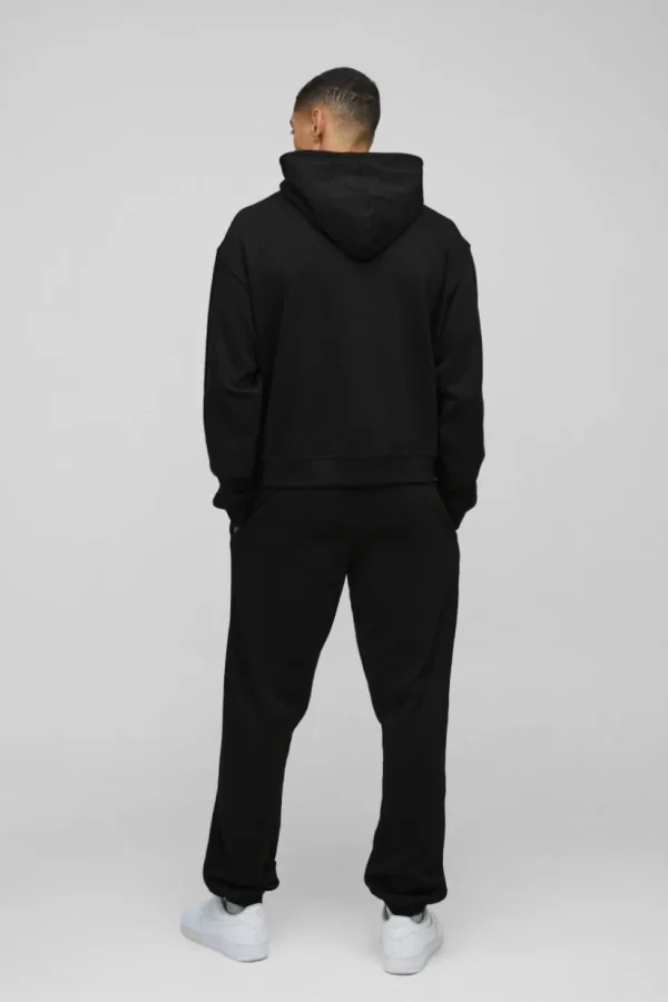 boohooMAN Oversized Boxy Ofcl Print Hooded Tracksuit | Tracksuits