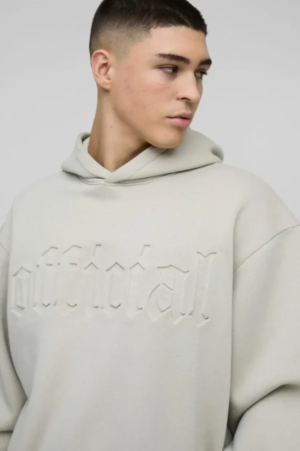 boohooMAN Oversized Boxy Official Embossed Hoodie | Hoodies & Sweats