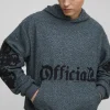 boohooMAN Oversized Boxy Official Goth Cross Boucle Borg Hoodie | Hoodies & Sweats