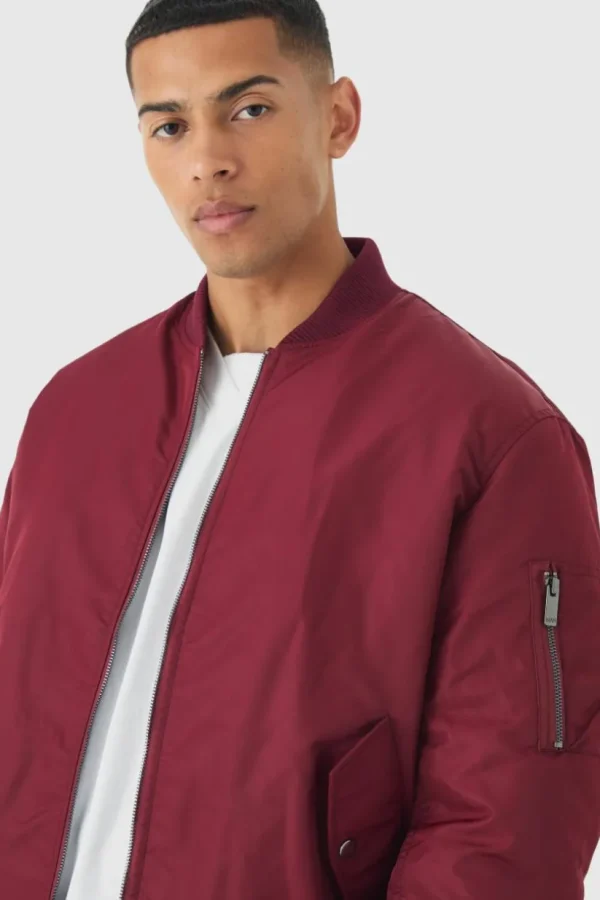 boohooMAN Oversized Boxy Padded Nylon Bomber Jacket In | Man | Coats & Jackets