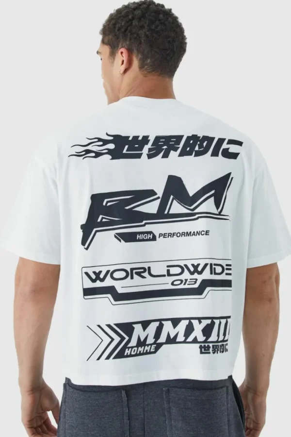 boohooMAN Oversized Boxy Print T-shirt With Rubber Badge | T-Shirts