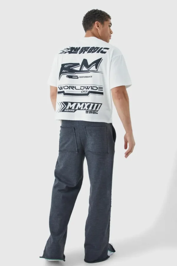 boohooMAN Oversized Boxy Print T-shirt With Rubber Badge | T-Shirts