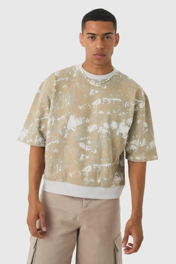 boohooMAN Oversized Boxy Short Sleeve Forest Graphic Sweatshirt | Shirts | Going Out Shirts