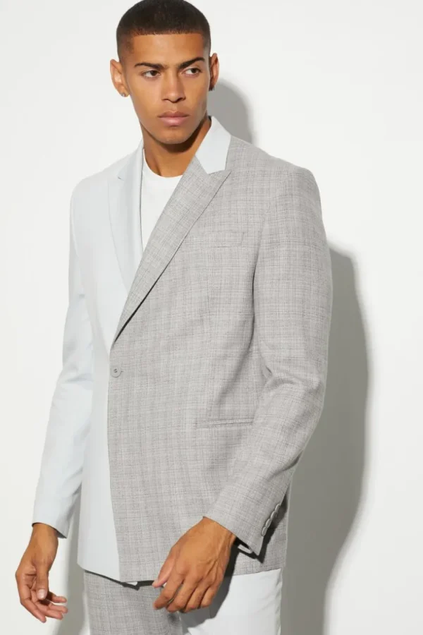 boohooMAN Oversized Boxy Spliced Suit Jacket | Suits & Tailoring | Suits & Tailoring