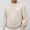 boohooMAN Oversized Boxy Spray Wash Ofcl Printed Sweatshirt | Hoodies & Sweats