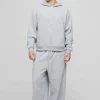 boohooMAN Oversized Boxy Star Applique Zip Through Hooded Tracksuit | Tracksuits